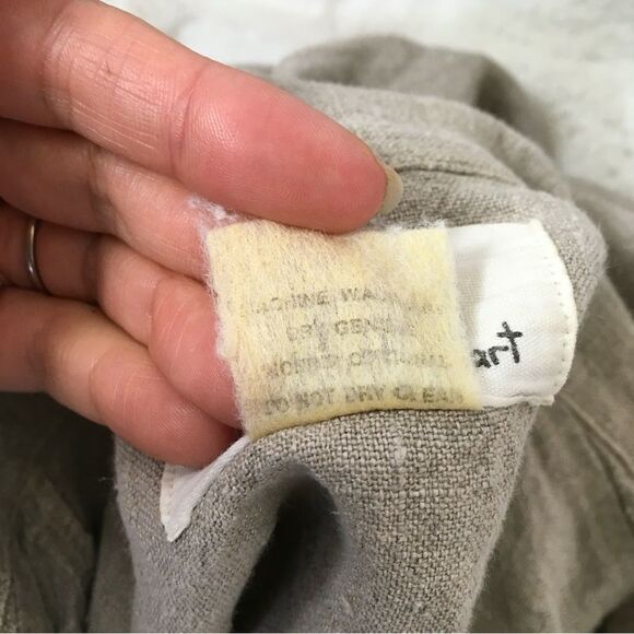 Flax Tan 100% Linen Oversized Lagenlook Button Shirt Jacket Shaket L - Picture 12 of 13